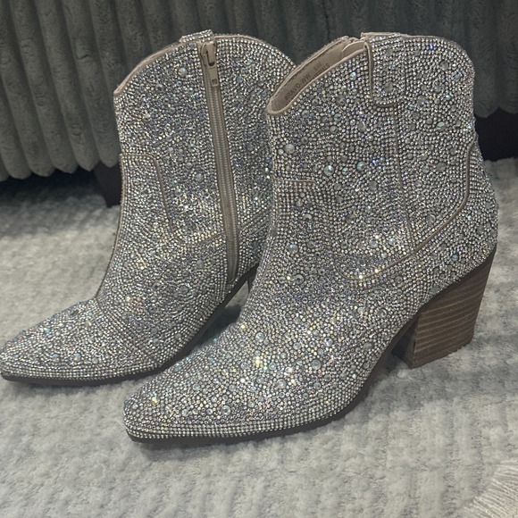 Cushionaire Sparkly Rhinetsone Western Ankle Boots Rodeo Concert Women's Size 8 - Picture 15 of 16